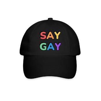 SAG GAY Regenbogen Stolz Text - Baseballkappe - Schwarz/Schwarz - Vorne