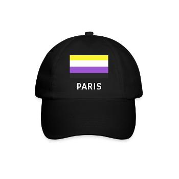 Nicht-binäre Pride Flagge Paris - Baseballkappe - Schwarz/Schwarz - Vorne