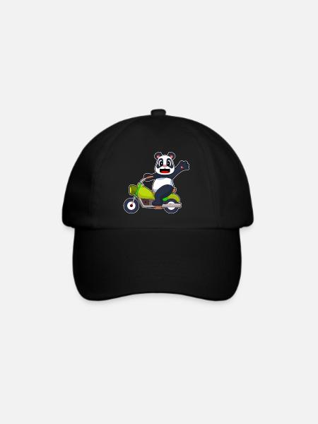 Panda Motorrad - Baseballkappe - Schwarz/Schwarz