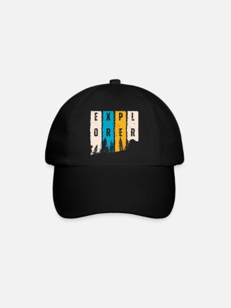 Entdecker Wald Bäume Silhouette - Baseballkappe - Schwarz/Schwarz