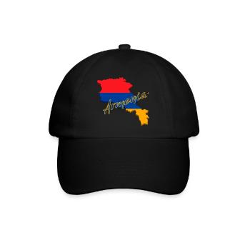 Karte von Armenien, Flagge Armeniens - Baseballkappe - Schwarz/Schwarz - Vorne