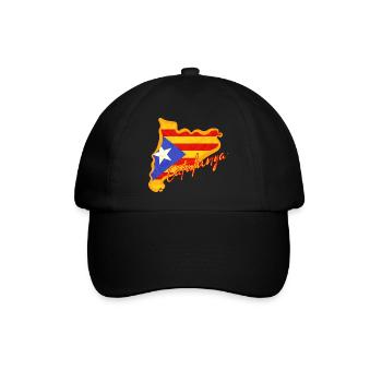 Ich liebe Katalonien, Karte von Katalonien - Baseballkappe - Schwarz/Schwarz - Vorne