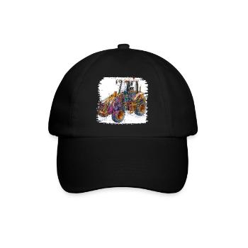 Neonlinien Konstruktionsbagger - Baseballkappe - Schwarz/Schwarz - Vorne