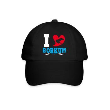 Borkumer Insel I LOVE BORKUM Lustiges - Baseballkappe - Schwarz/Schwarz - Vorne