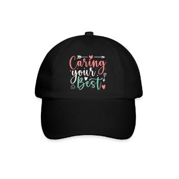 Social Worker Quote Caring Your Best Social Work - Baseballkappe - Schwarz/Schwarz - Vorne
