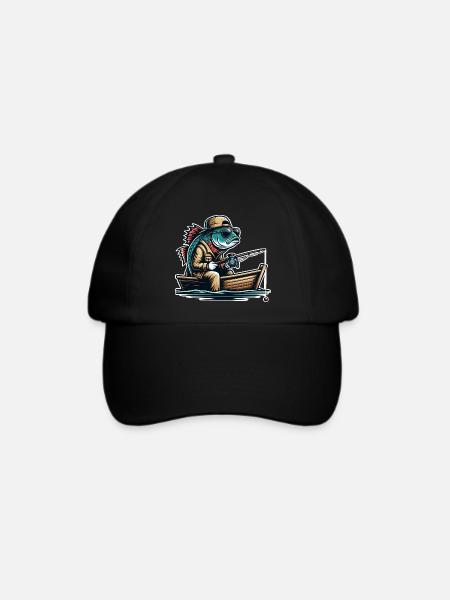 Angeln Angler - Baseballkappe - Schwarz/Schwarz