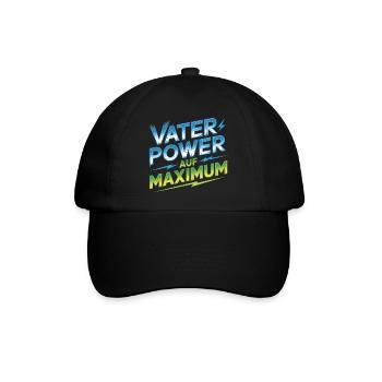 Vaterpower Auf Maximum Väter Papa Kinder Geschenk - Baseballkappe - Schwarz/Schwarz - Vorne
