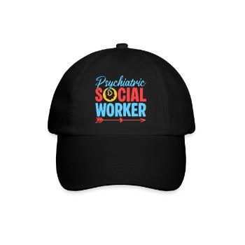 Social Worker Quote Psychiatric Social Work - Baseballkappe - Schwarz/Schwarz - Vorne
