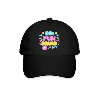 80er Fun Squad Neon Glow - Baseballkappe - Schwarz/Schwarz - Vorne
