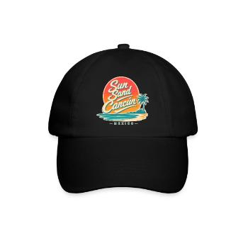 Strandurlaubsgeschenke, Sun Sand Cancun Mexiko - Baseballkappe - Schwarz/Schwarz - Vorne