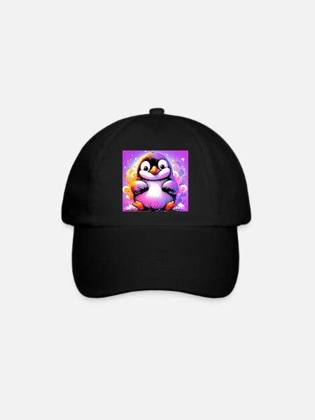 Pinguin - Baseballkappe - Schwarz/Schwarz