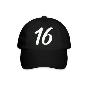 16- - Baseballkappe - Schwarz/Schwarz - Vorne