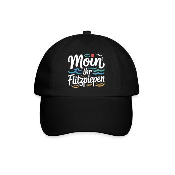 Moin Ihr Flitzpiepen Norddeutsch Hamburg Büro Moin - Baseballkappe - Schwarz/Schwarz - Vorne