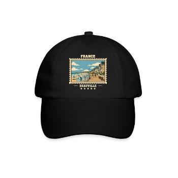 Frankreich Vintage Reisemarke - Baseballkappe - Schwarz/Schwarz - Vorne
