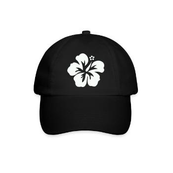Hibiskus Tropenprint - Baseballkappe - Schwarz/Schwarz - Vorne