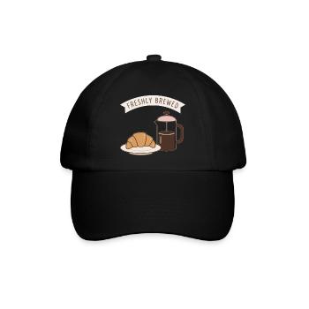 Frühstücksduft Kaffee Croissant - Baseballkappe - Schwarz/Schwarz - Vorne