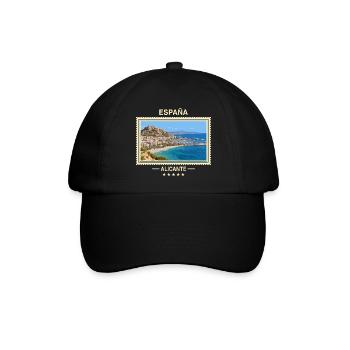 Spanien Alicante Vintage Reisemarke - Baseballkappe - Schwarz/Schwarz - Vorne