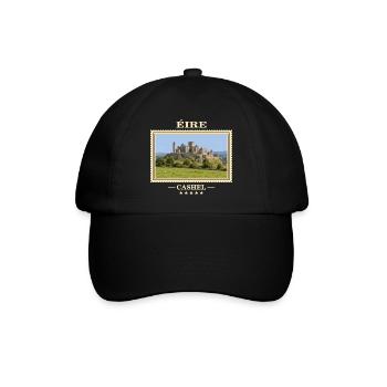 Irland Cashel Vintage Reisemarke - Baseballkappe - Schwarz/Schwarz - Vorne