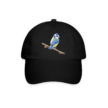 Blau – Vogelillustration - Baseballkappe - Schwarz/Schwarz - Vorne