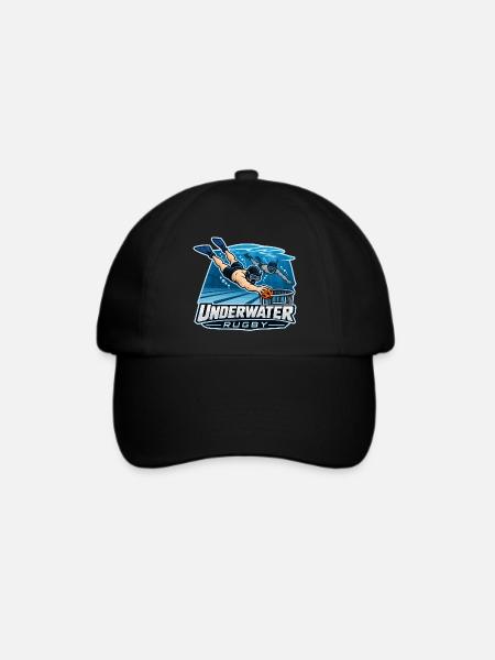 Unterwasser Rugby Cartoonlogo - Baseballkappe - Schwarz/Schwarz