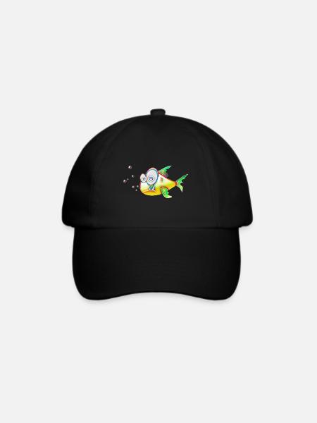 Fisch lustig Kinder Geschenk - Baseballkappe - Schwarz/Schwarz