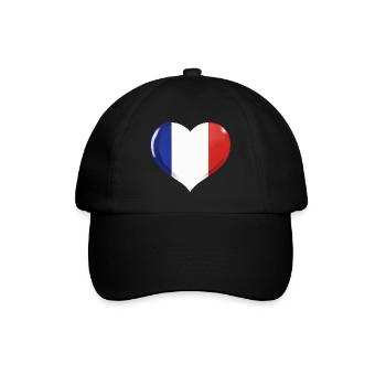 FRANKREICH FAHNE HERZ FLAGGE FRANKREICH - Baseballkappe - Schwarz/Schwarz - Vorne