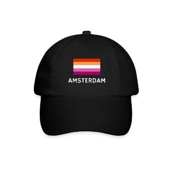Lesben-Pride-Flagge Amsterdam - Baseballkappe - Schwarz/Schwarz - Vorne