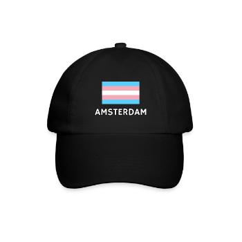 Trans Pride Flagge Amsterdam - Baseballkappe - Schwarz/Schwarz - Vorne