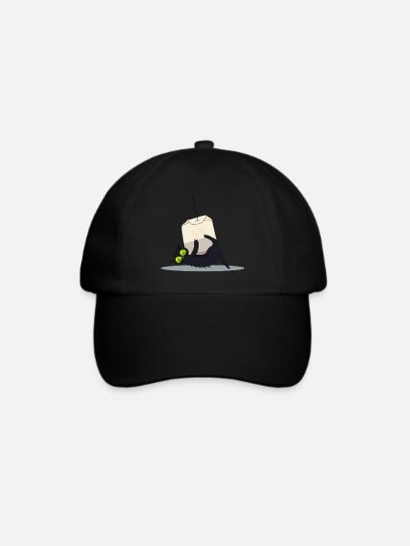 Katze auf Teebeutel - Baseballkappe - Schwarz/Schwarz