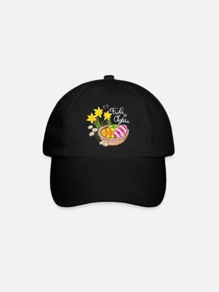 Frohe Ostern Osterkorb Ostereier Osterblumen Eier - Baseballkappe - Schwarz/Schwarz