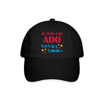 Teenager / Jugendliche / Jugendlicher / Kind - Baseballkappe - Schwarz/Schwarz - Vorne