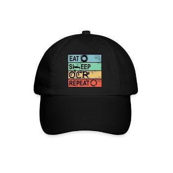 Hindernislauf Eat Sleep OCR Repeat Männer Laufen - Baseballkappe - Schwarz/Schwarz - Vorne