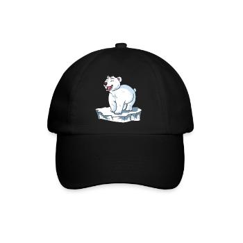 Eisbär auf Eisscholle Polarbär - Baseballkappe - Schwarz/Schwarz - Vorne