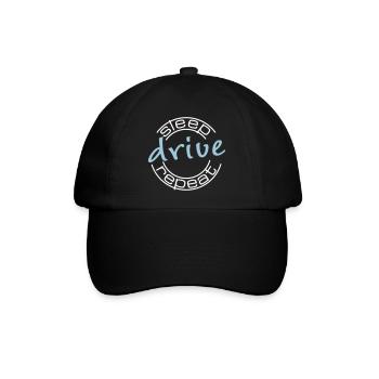 drive sleep repeat rund - Baseballkappe - Schwarz/Schwarz - Vorne