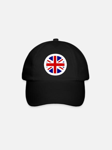 England Flagge - Baseballkappe - Schwarz/Schwarz