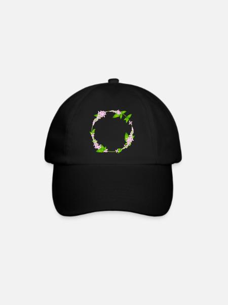 frische Minze Blätter und Minze Blüten als Rahmen - Baseballkappe - Schwarz/Schwarz