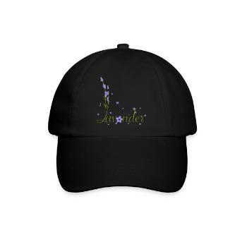 zarte Lavendel Kalligrafie mit Lavendel Blüten - Baseballkappe - Schwarz/Schwarz - Vorne