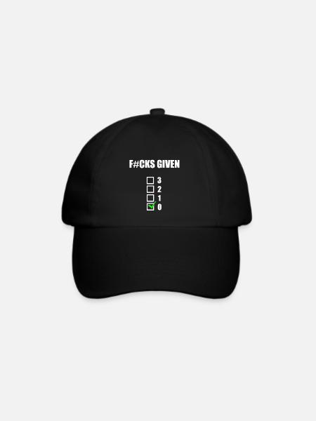 Null F#cks gegeben - Baseballkappe - Schwarz/Schwarz
