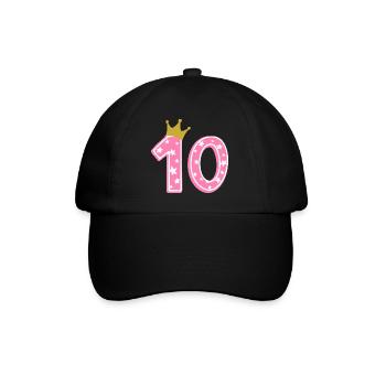 10 Krone 10. Geburtstag 10 Jahre - Baseballkappe - Schwarz/Schwarz - Vorne