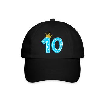 10 Krone 10. Geburtstag 10 Jahre - Baseballkappe - Schwarz/Schwarz - Vorne