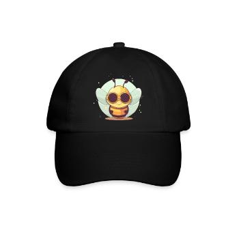 Biene Sonnenbrille Brummer Honigbiene - Baseballkappe - Schwarz/Schwarz - Vorne