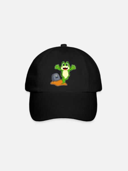 Frosch Halloween Grabstein - Baseballkappe - Schwarz/Schwarz