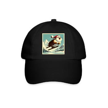 Vintage Ski Murmeltier - Baseballkappe - Schwarz/Schwarz - Vorne