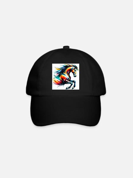 Pferd - Baseballkappe - Schwarz/Schwarz