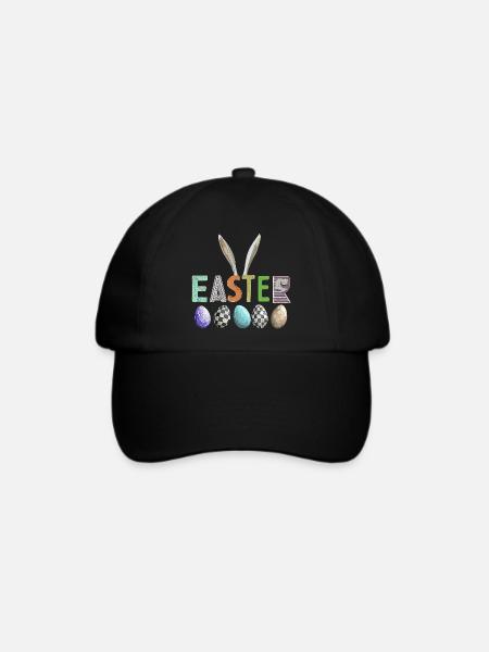 Osterdesign mit bunter Eierfamilie - Baseballkappe - Schwarz/Schwarz
