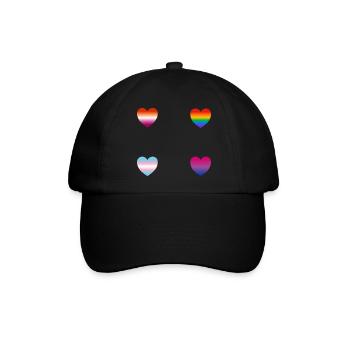 LGBTQ-Herzen - Baseballkappe - Schwarz/Schwarz - Vorne