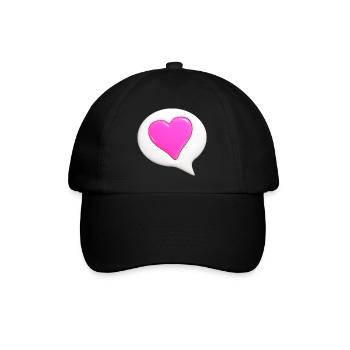 Pink farbiges Herz in weißer Sprechblase - Baseballkappe - Schwarz/Schwarz - Vorne