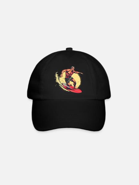 Surfer Grafik - Baseballkappe - Schwarz/Schwarz