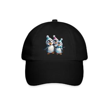 Drei entzückende Pinguine - Baseballkappe - Schwarz/Schwarz - Vorne