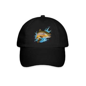 Bachforelle Forelle Saibling Angeln Fischen - Baseballkappe - Schwarz/Schwarz - Vorne